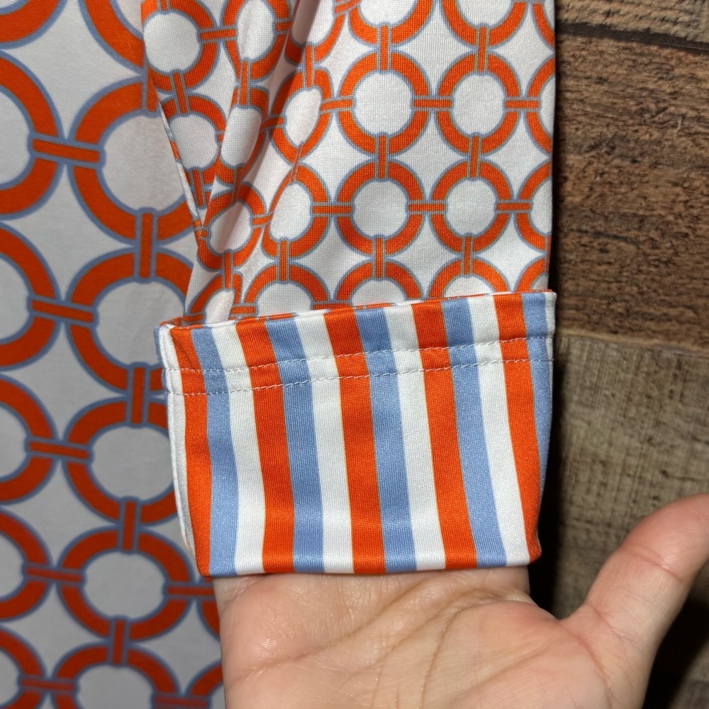 Gretchen Scott Designs Jersey Everywhere Dress Orange Blue size Small - Picture 4 of 11